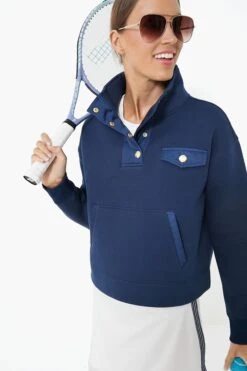 Navy Snap Neck Bailey Pullover -Loeffler Cloth Shop zh1Te7qOZK0k6twRLcBAwgdYrBCu5UM1 1