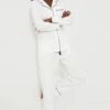 White Pajama Set With Navy Piping